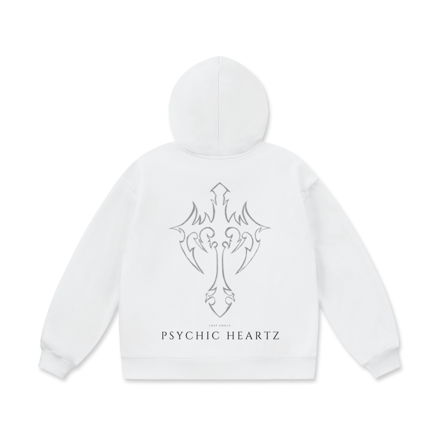 Heavyweight White Cross Hoodie